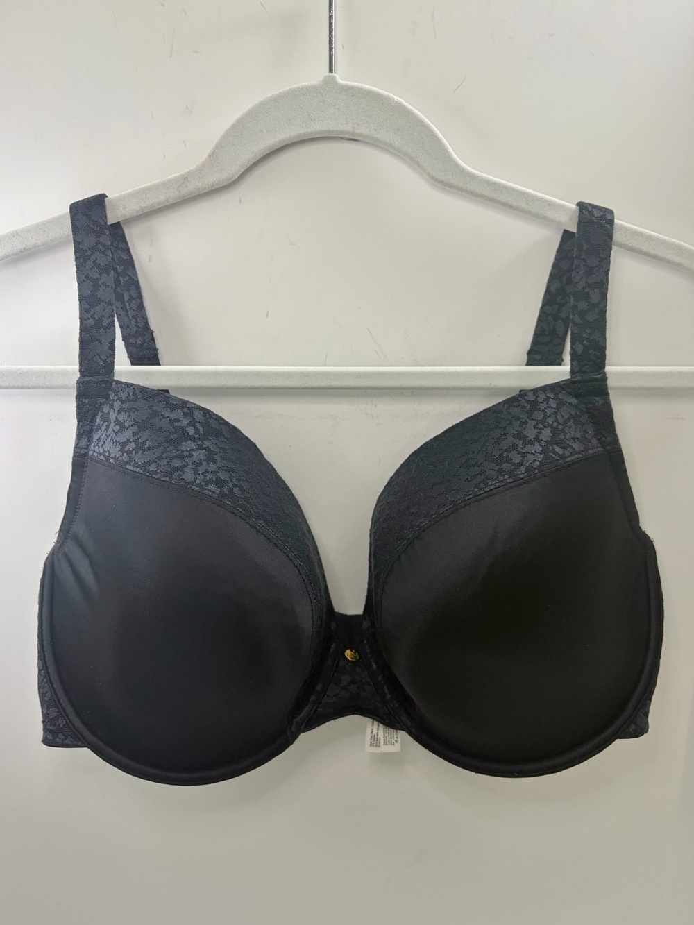 Le Mystere Black Lace-Trim Adjustable Strap Bra Size 36H